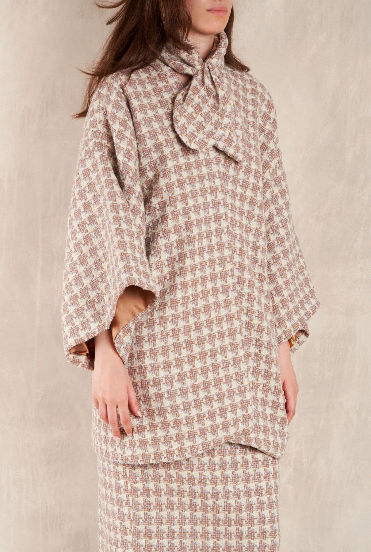 Abrigo Cuadrado Greta Tweed Crudo