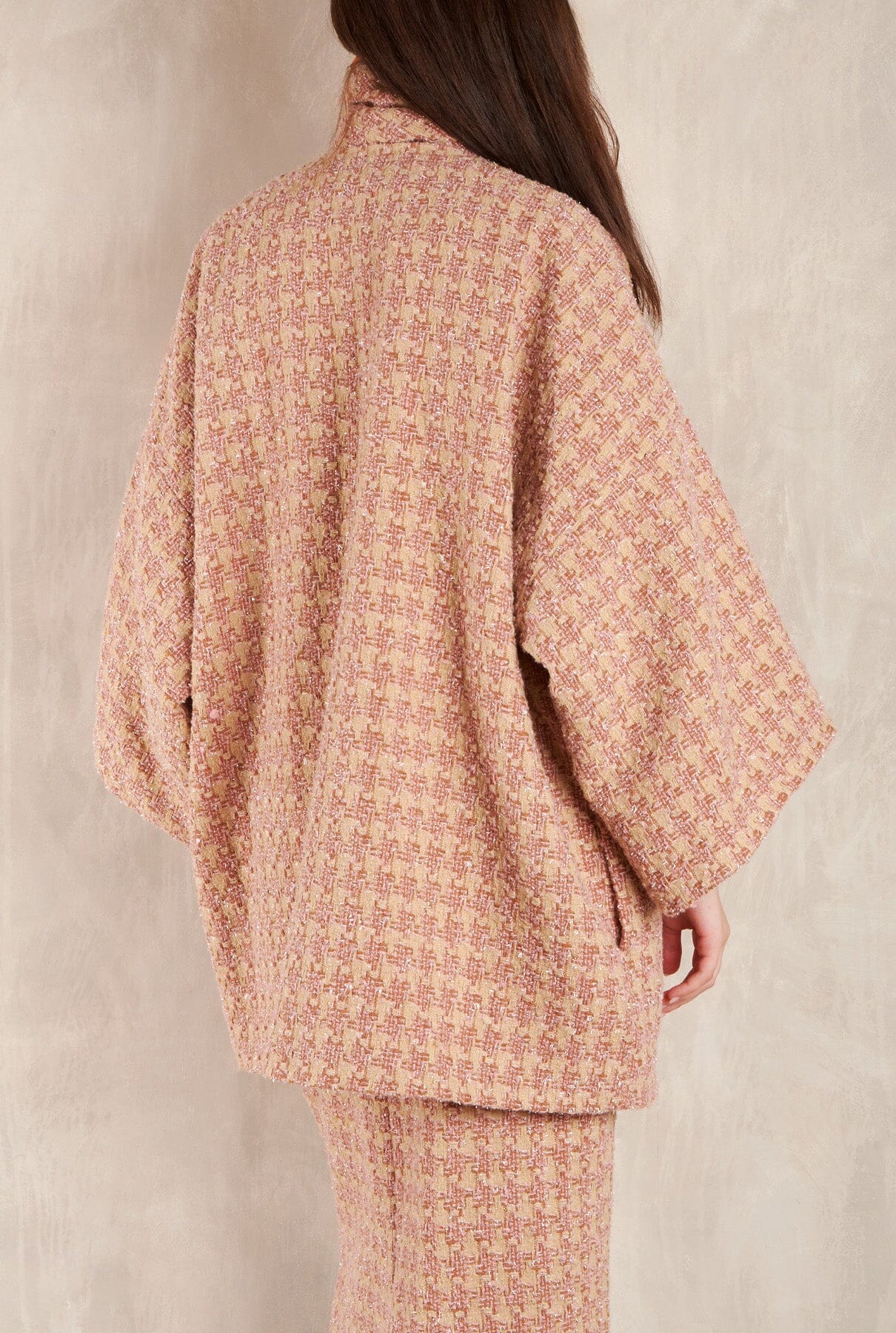 Abrigo Cuadrado Greta Tweed Rosa