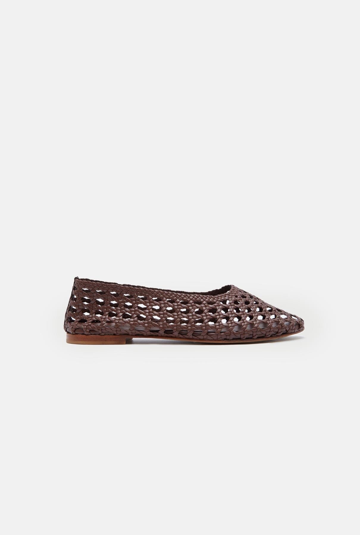 Ava Ballet Flats in Chocolate Woven Leather