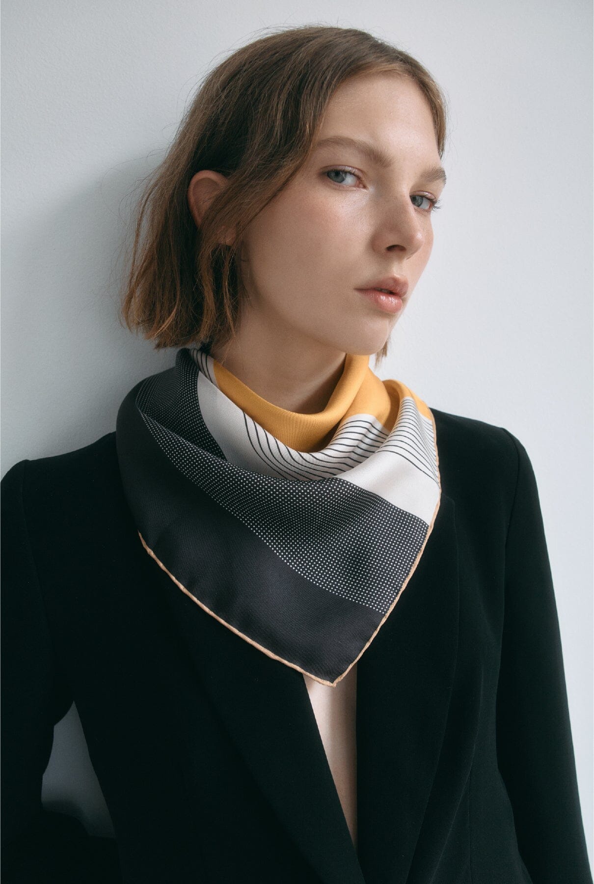 Block Silk Scarf yellow
