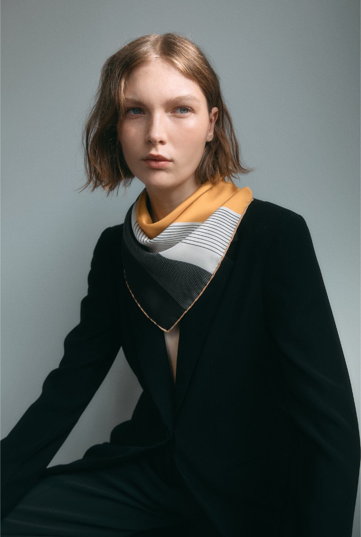 Block Silk Scarf yellow