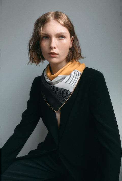 Block Silk Scarf yellow