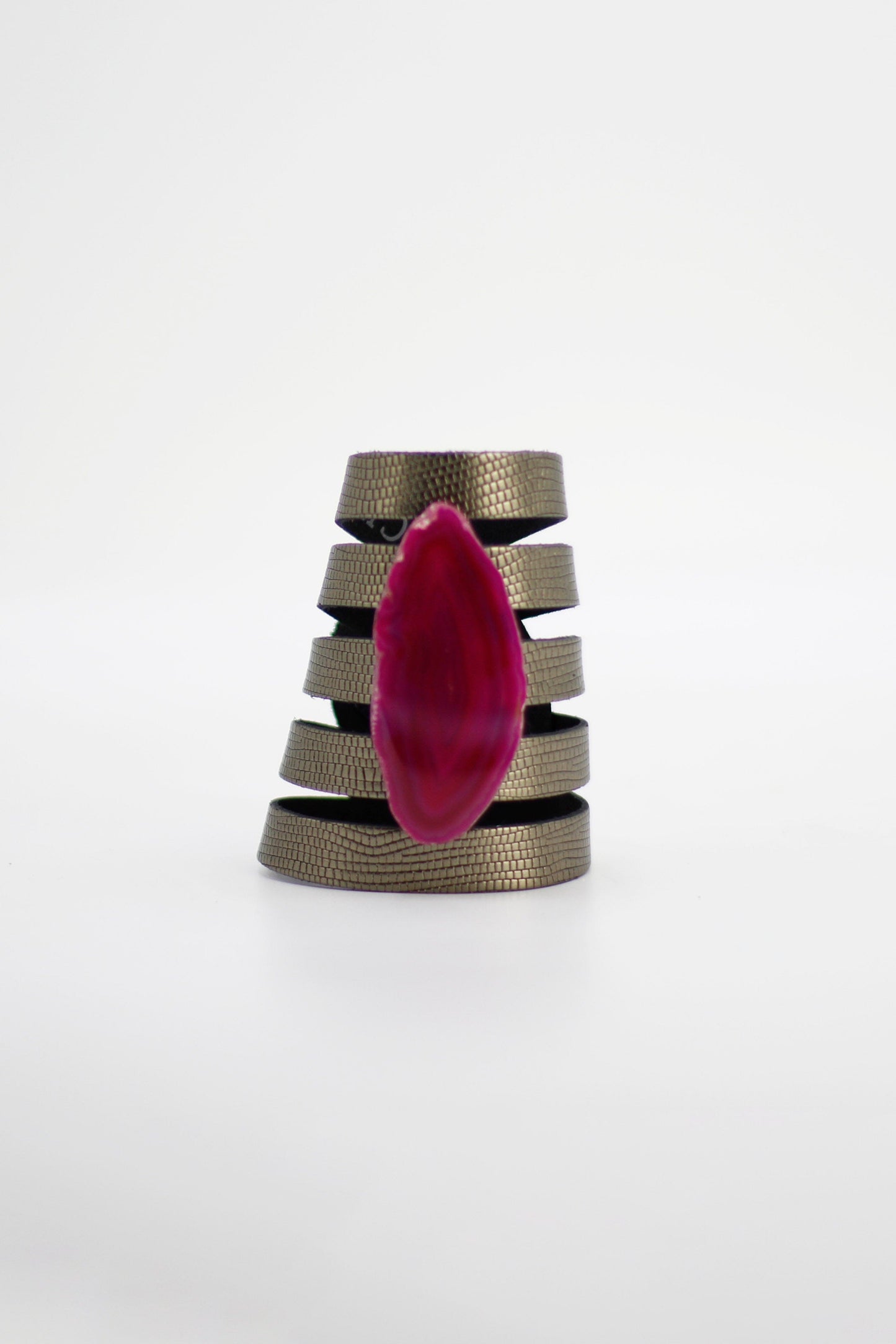 Brazalete Sol Grabado Plomo - Ágata Rosa