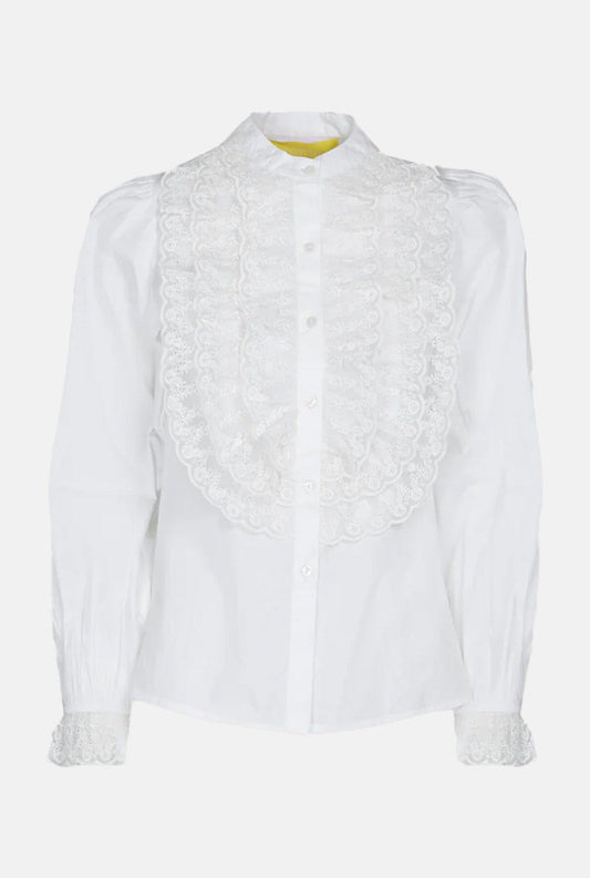 CAMISA BLANCA CON ENCAJE DE VOLANTES