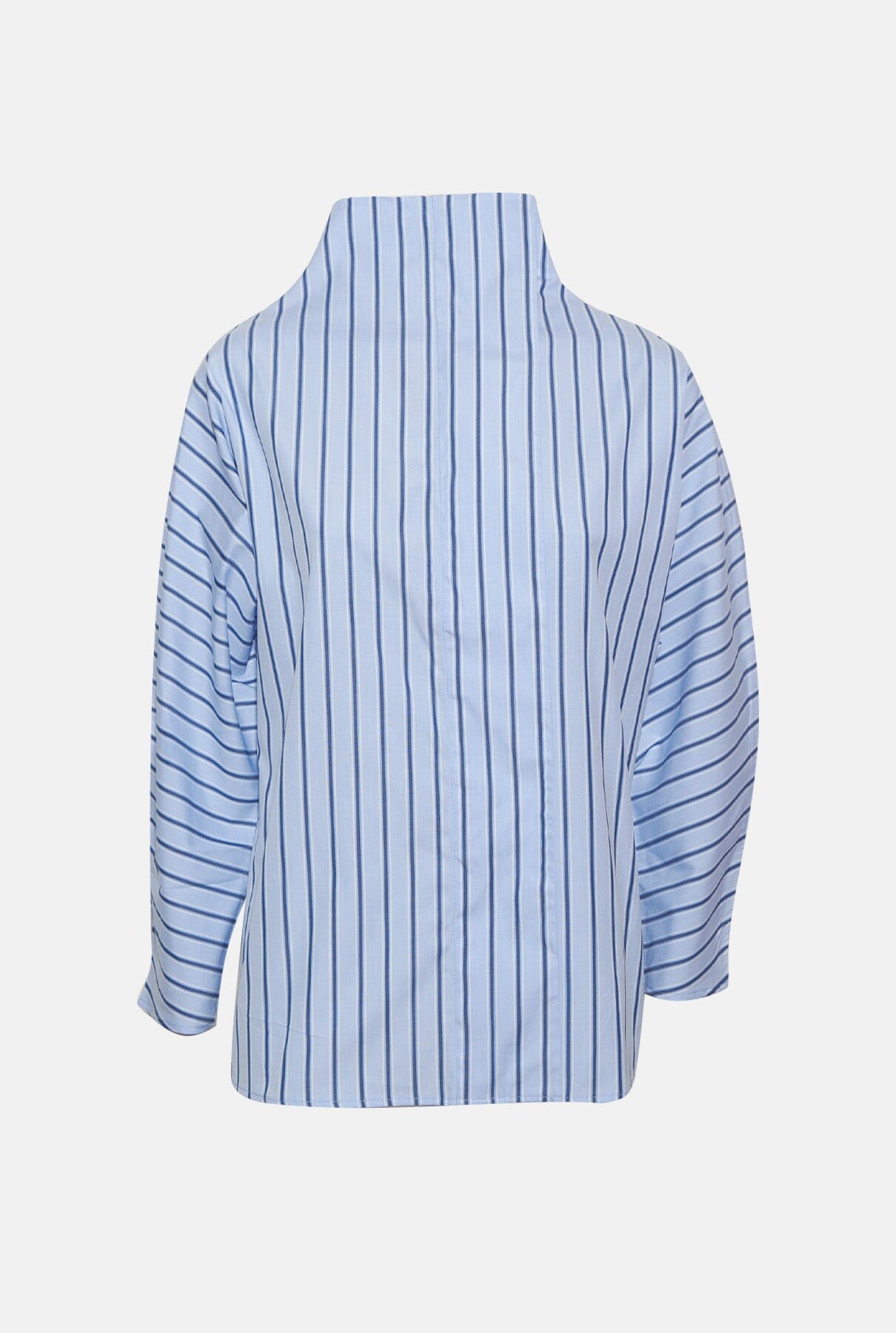 Camisa cierre lateral rayas azul marino y blancas