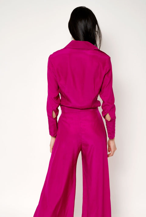 Camisa de seda fucsia