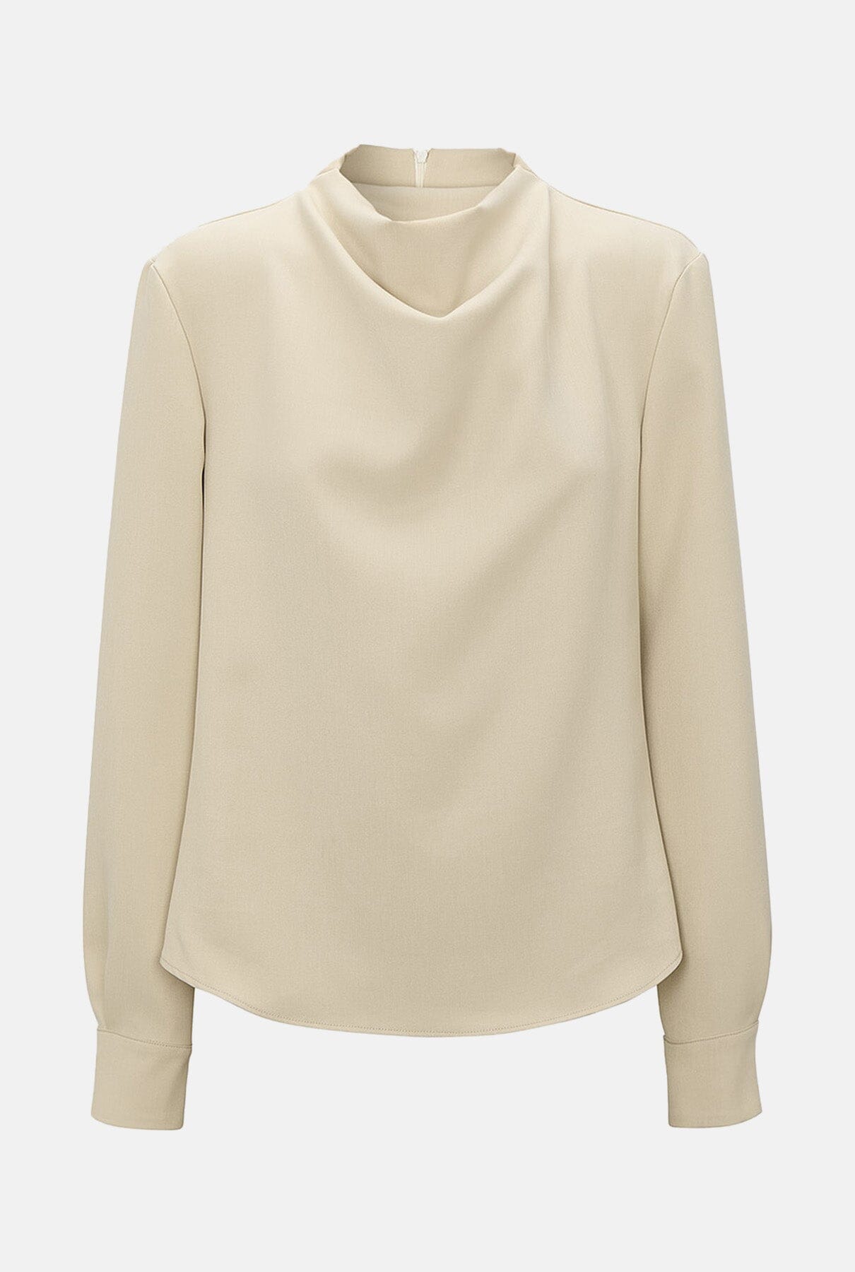 Camisa drapeada cuello perkins cupro beige