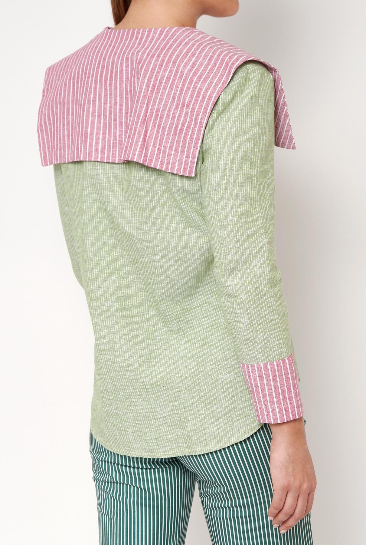 Camisa Loulou verde/rosa