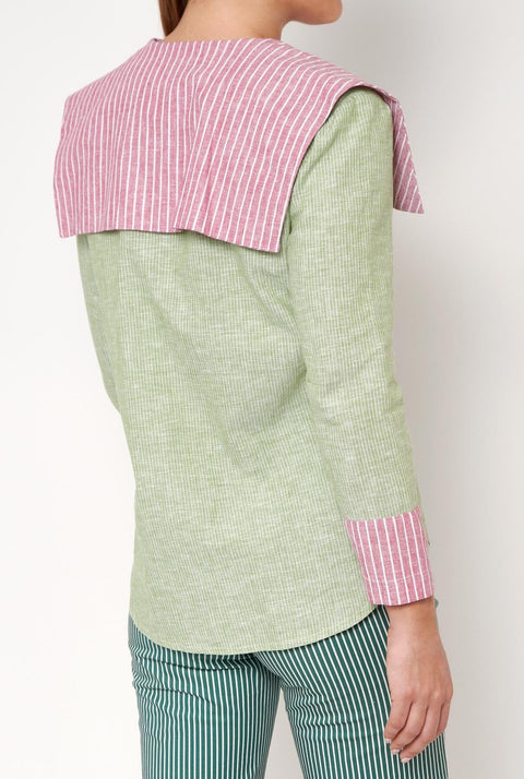 Camisa Loulou verde/rosa