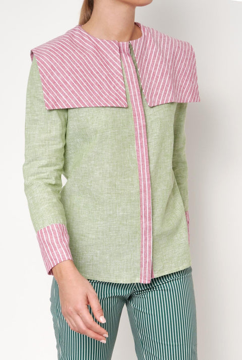 Camisa Loulou verde/rosa