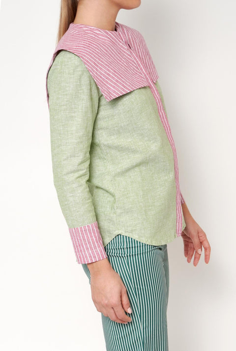 Camisa Loulou verde/rosa