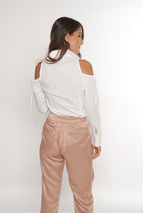 Camisa tafetán hombros fruncidos