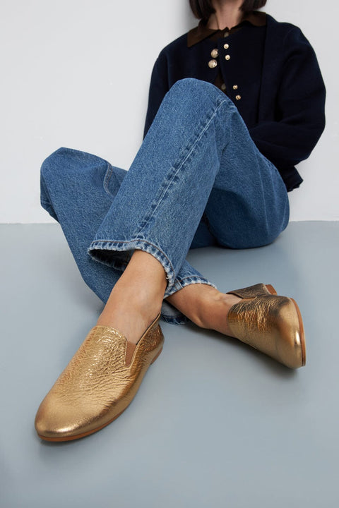 Cleo Loafers in Gold Leather