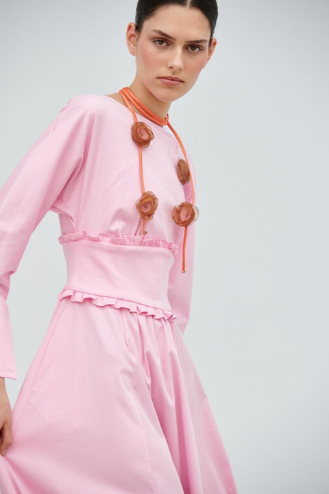 COLLAR ARTESANAL ROSA - NARANJA - MARRÓN
