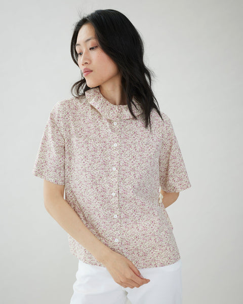 Cotton blouse with ruffle collar