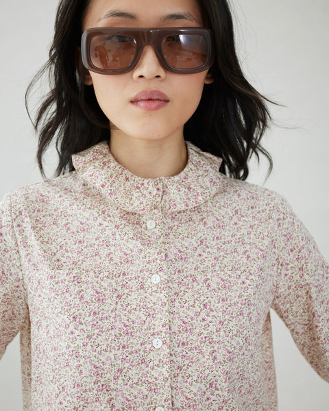 Cotton blouse with ruffle collar