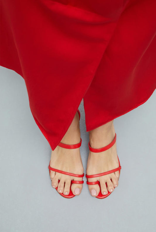 Daisy Sandals in Red Leather