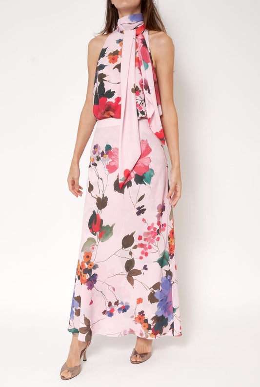 Falda Bies Flores Acuareladas