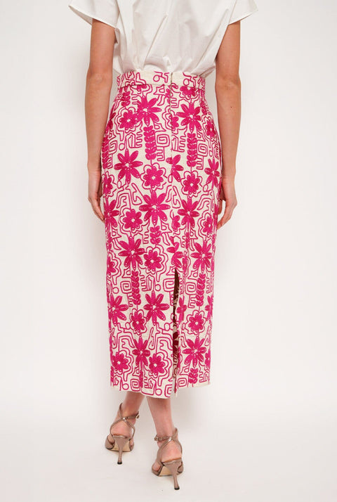 Garbo midi skirt etnico fucsia