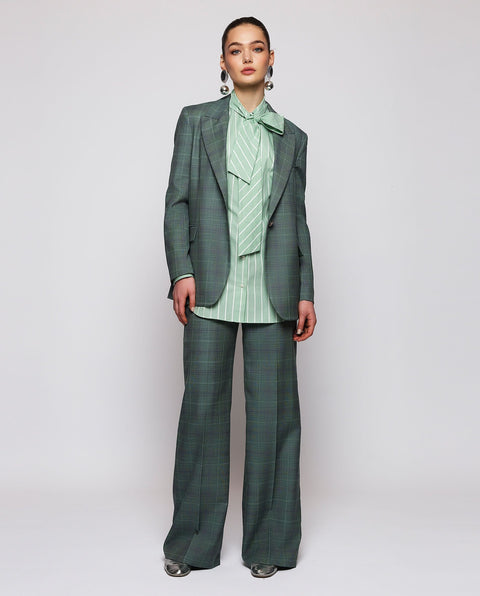 Pantalones de traje de cuadros verdes