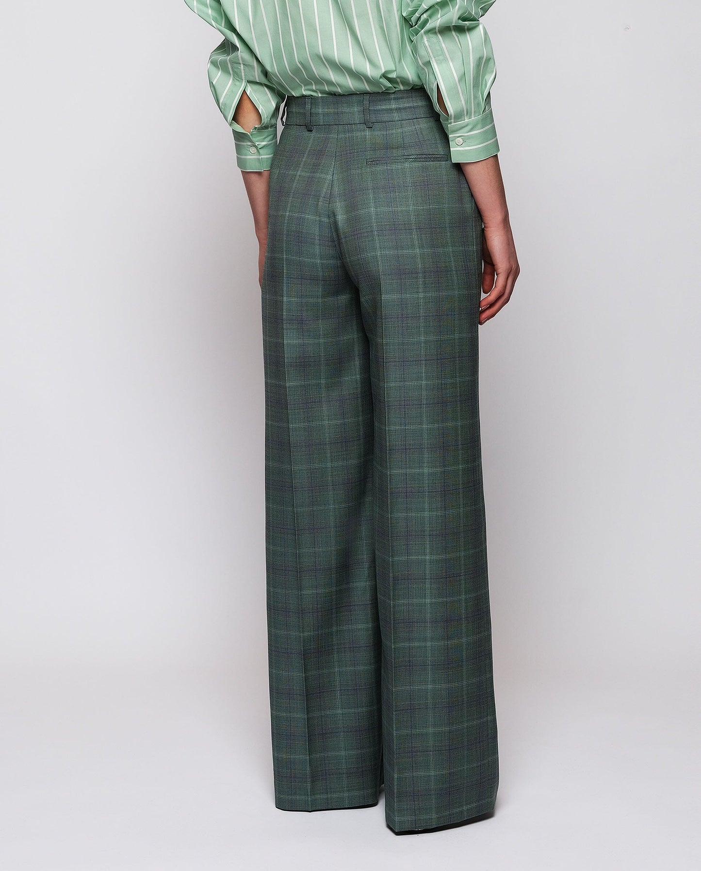Pantalones de traje de cuadros verdes