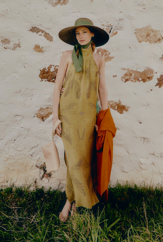 Halter Ecoprint smokey yellow Natural Dye - Pre Order