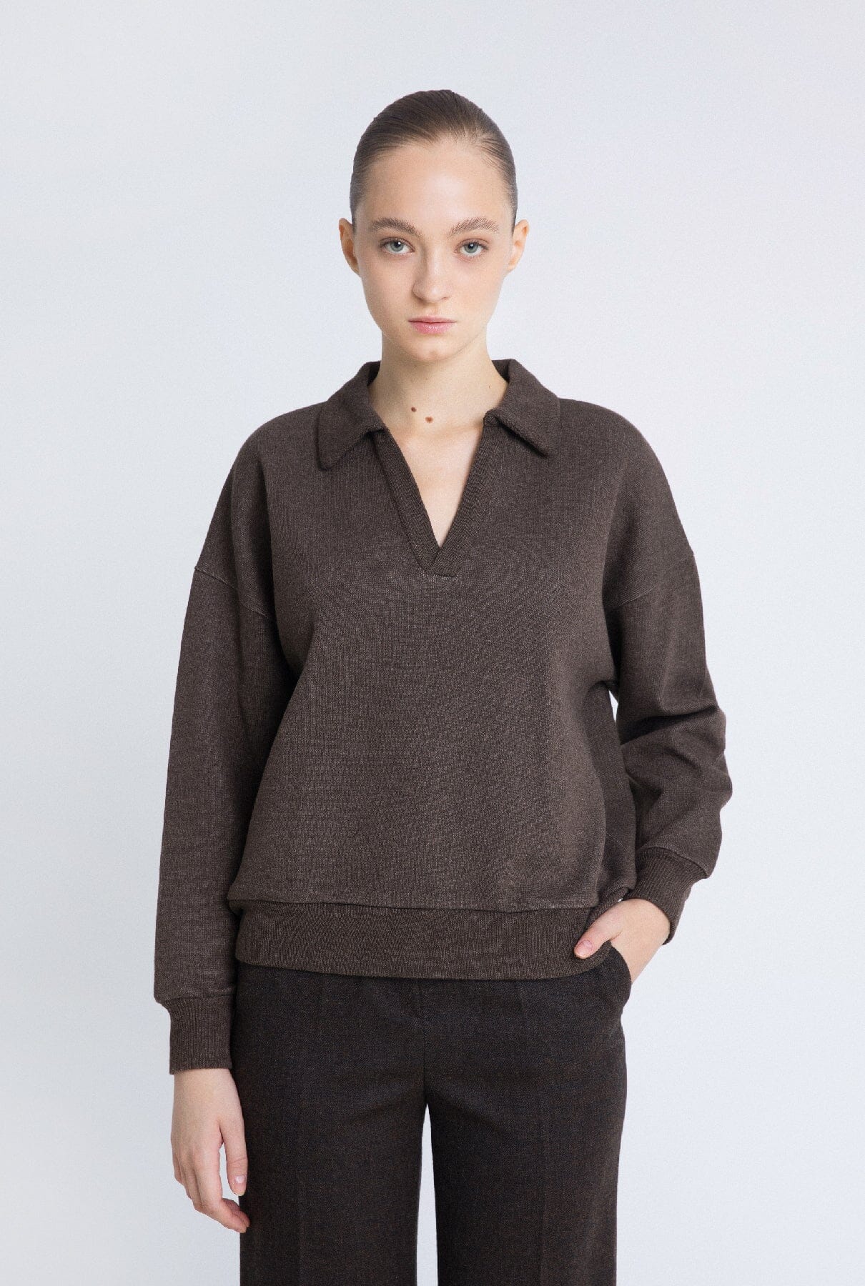 Jersey polo punto marrón