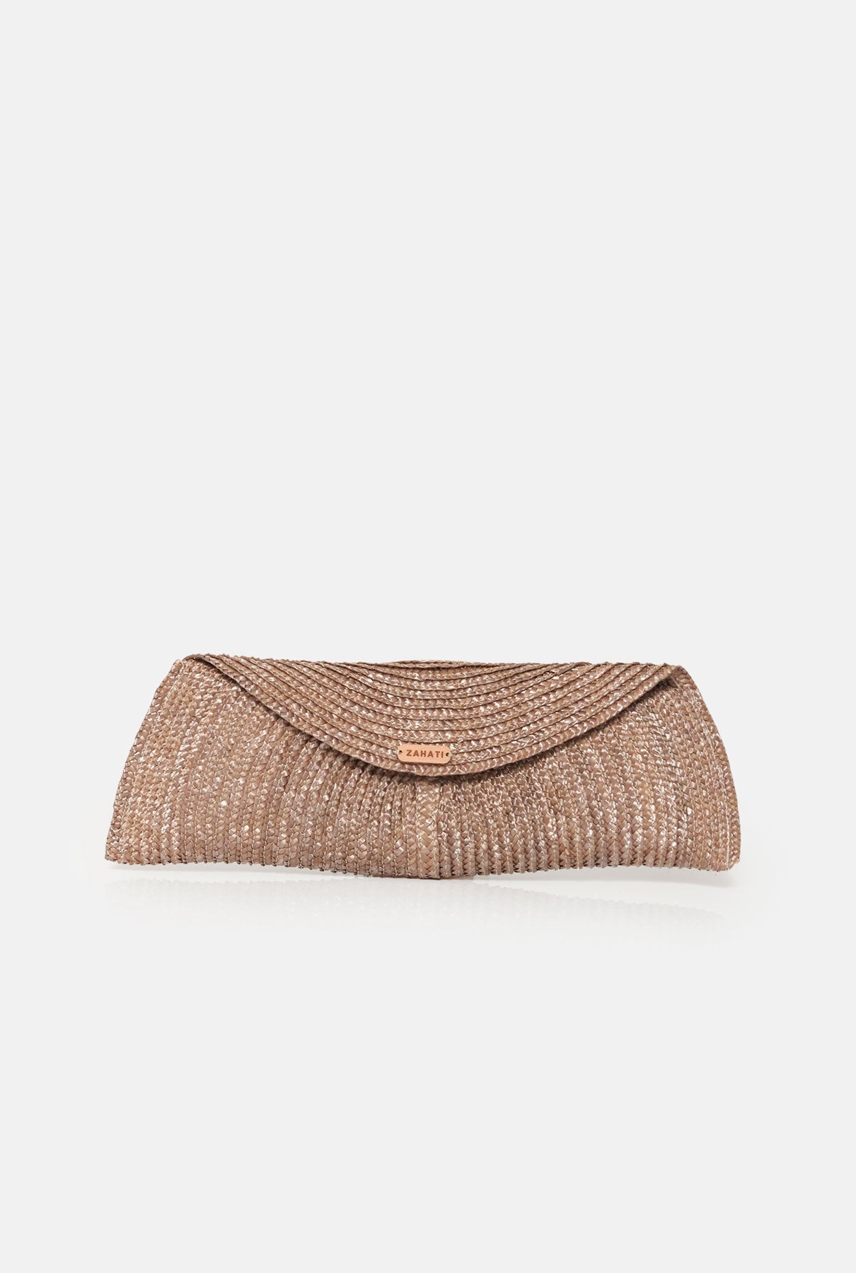 Leaf straw bag bronze taupe