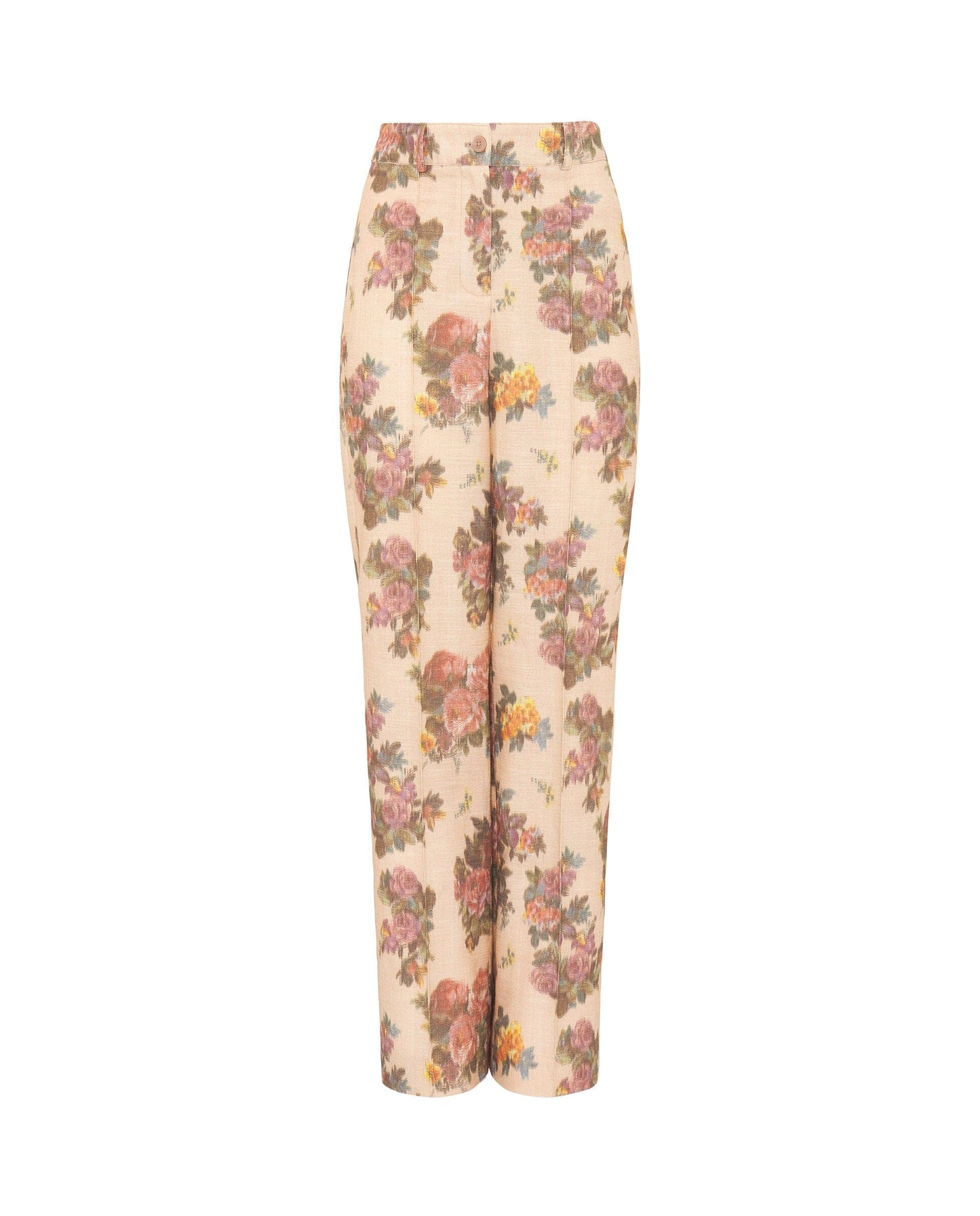 Pantalón de algodón estampado floral naranja