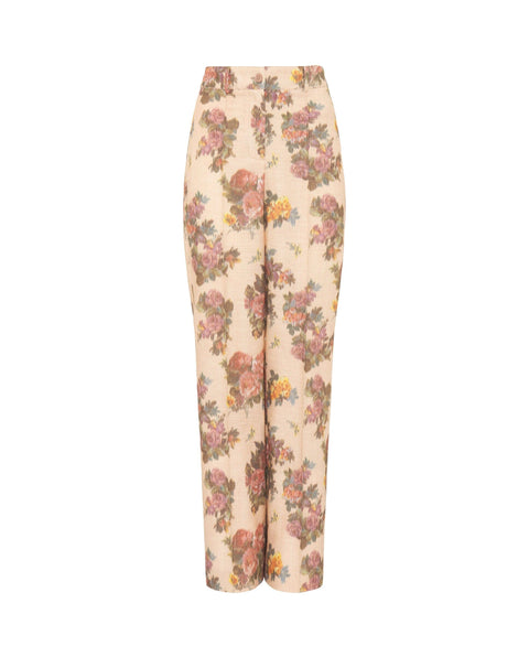 Pantalón de algodón estampado floral naranja