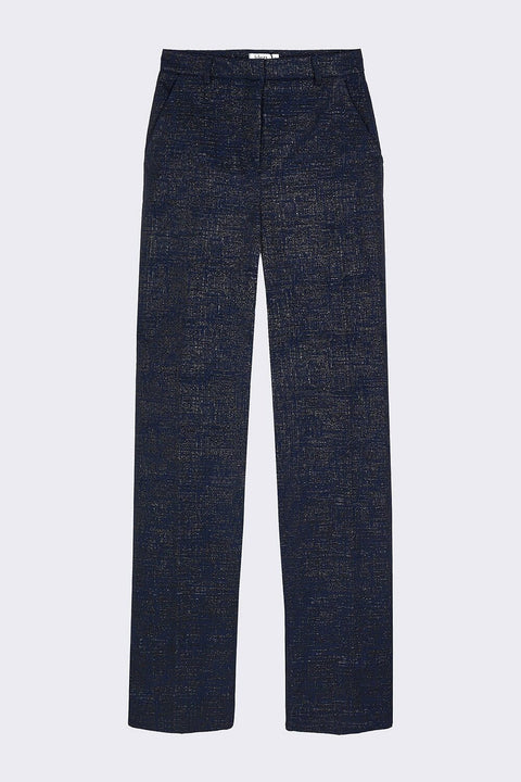 Pantalón recto jacquard azul marino