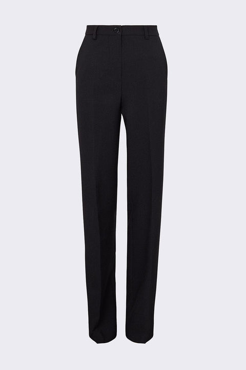 Pantalón recto de lana negro