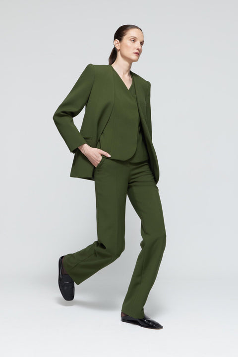 Pantalón recto de lana verde
