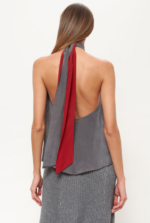 Halter Reversible Grey/Red Top Natural Dye - Pre Order