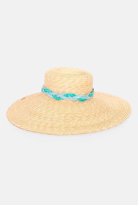 Sombrero Cuchi braid bicolor turquesa