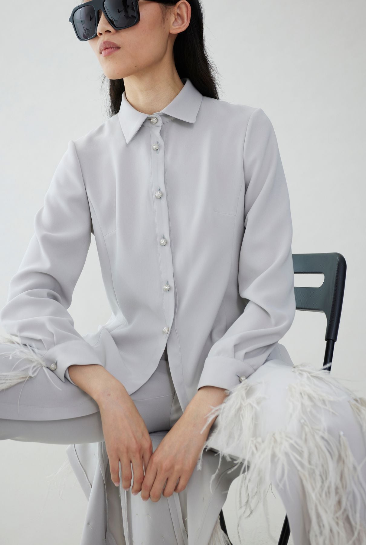 Straight crepe pants