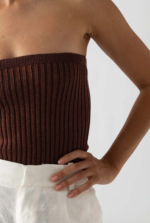 Strapless Top Brown