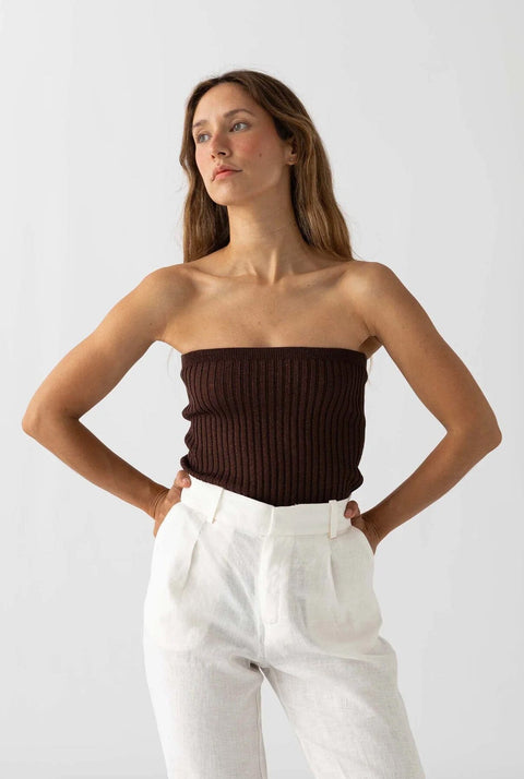 Strapless Top Brown