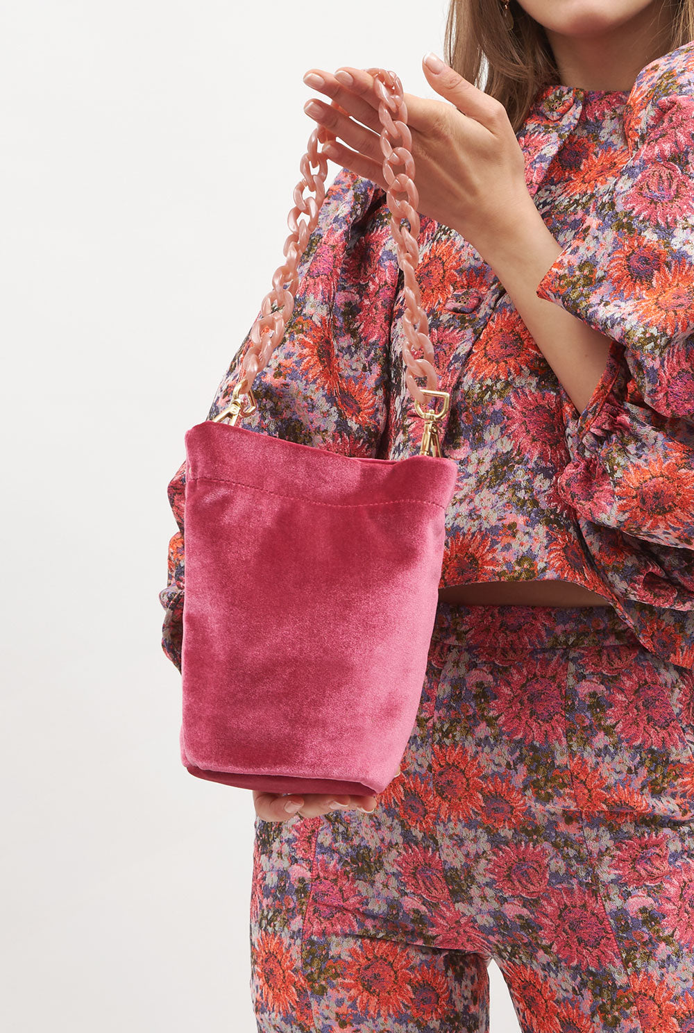 The Mini Cube Bag velvet pink