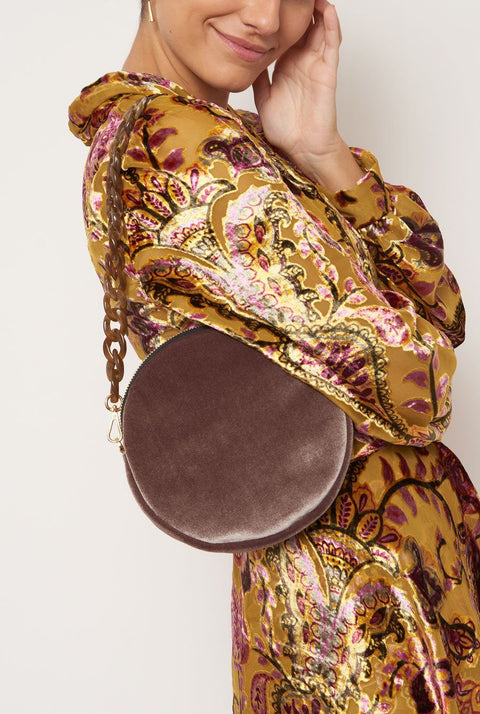 The Mini Round Bag Velvet topo