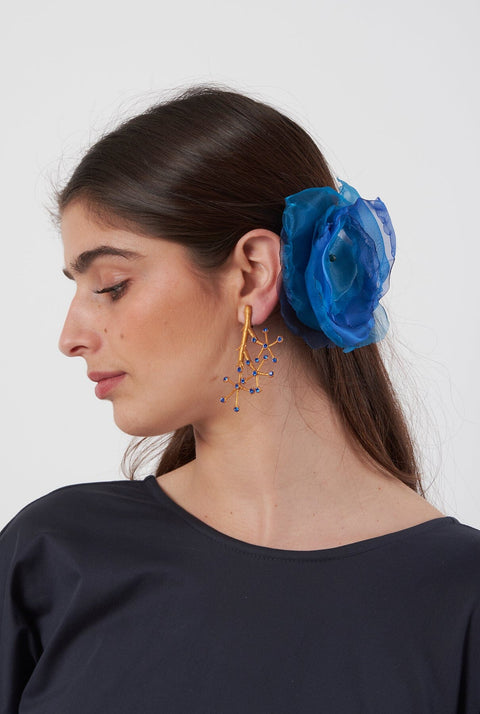 TOCADO BROCHE FLOR DE ORGANZA BLUE