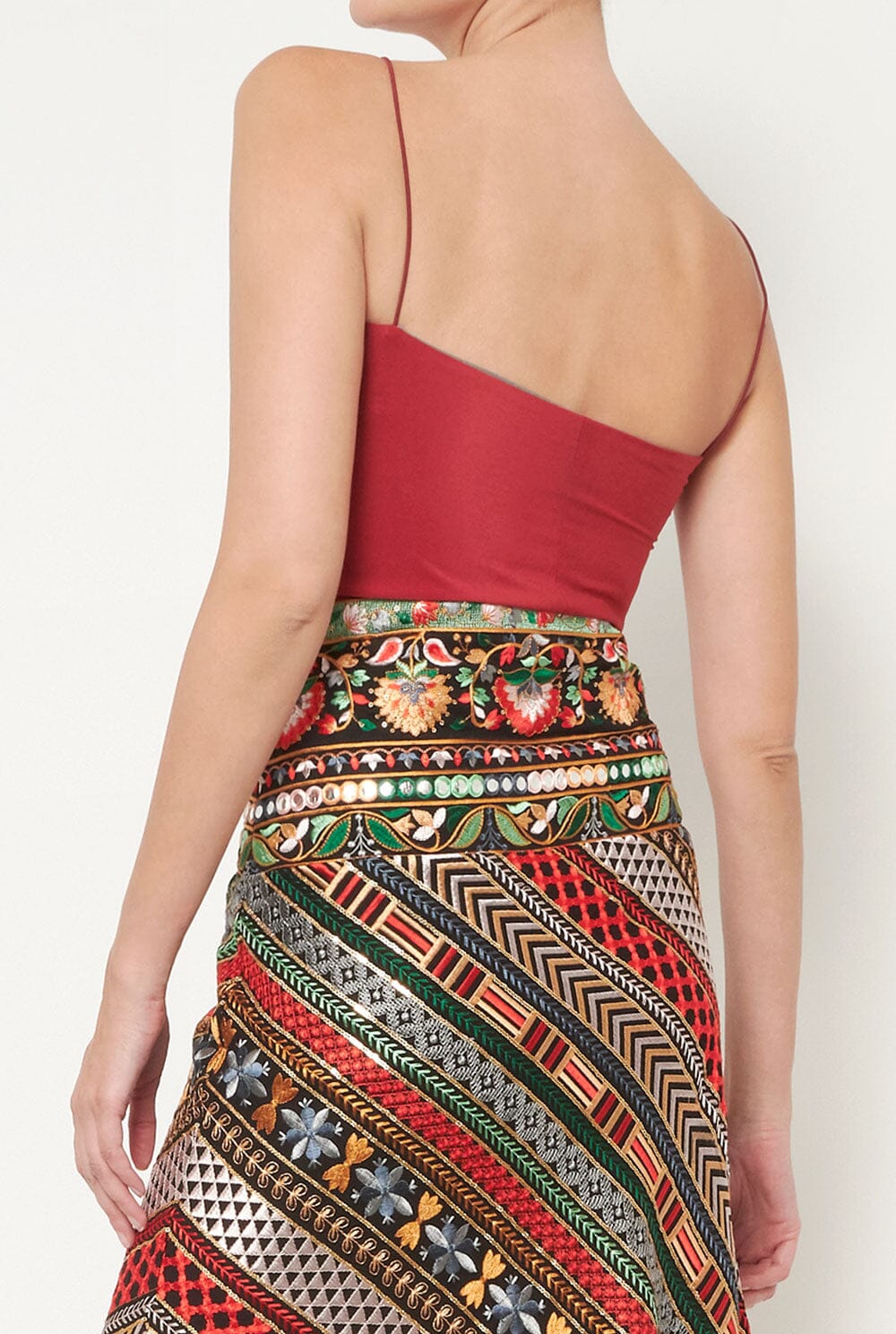 Top flor rojo/gris