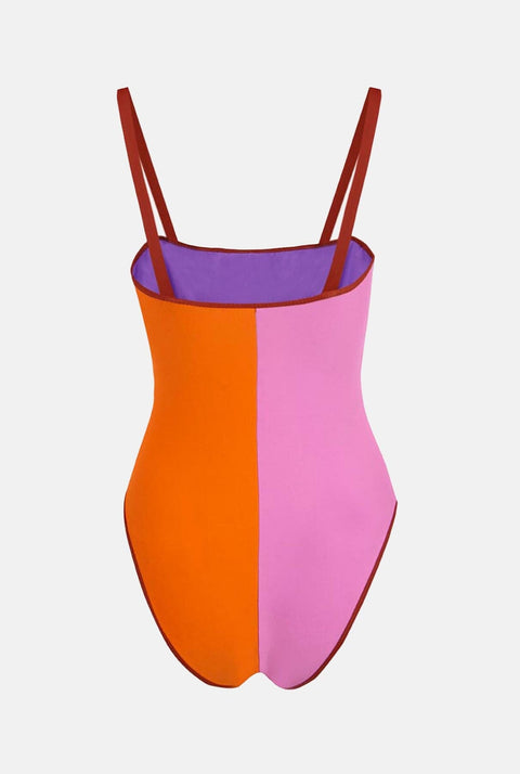 TRAJE DE BAÑO ORILLA SALITRE ROSA / NARANJA