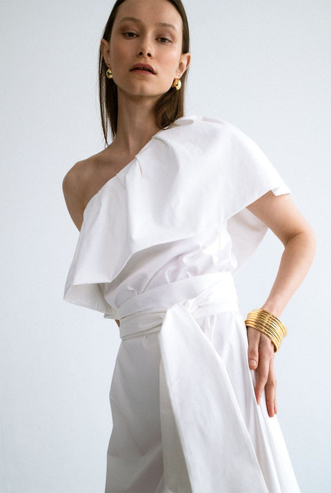 Vestido con volante - blanco