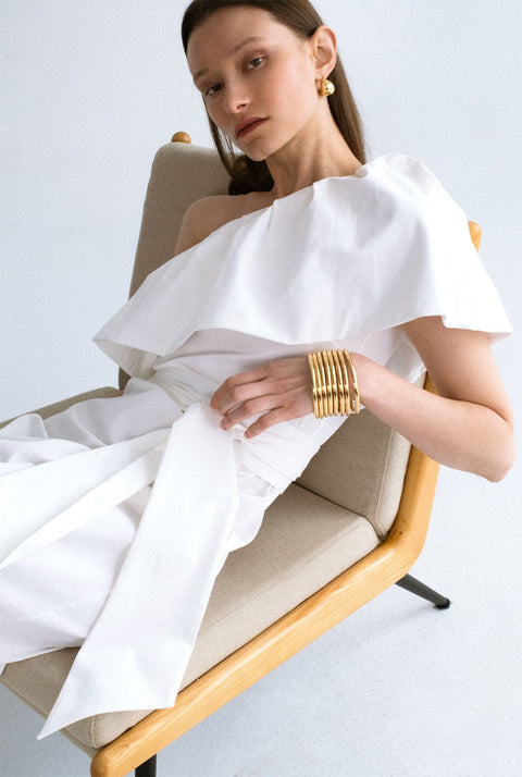 Vestido con volante - blanco