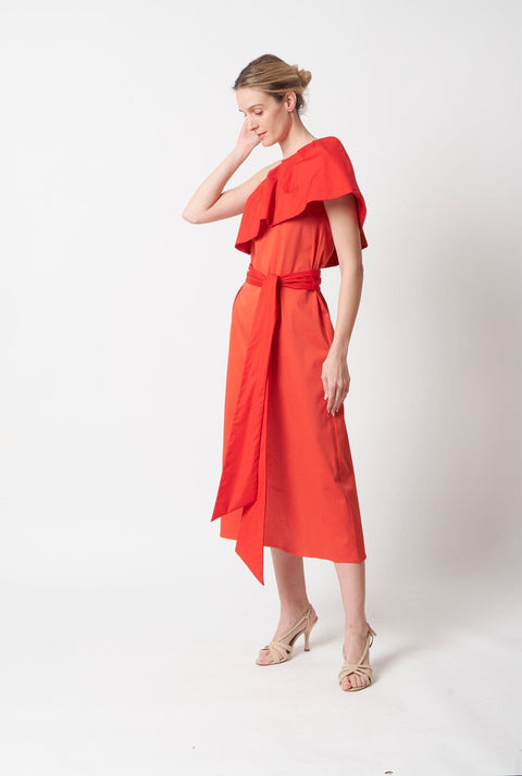Vestido con volante - rojo