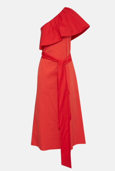 Vestido con volante - rojo