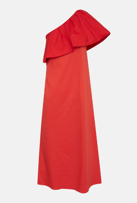 Vestido con volante - rojo