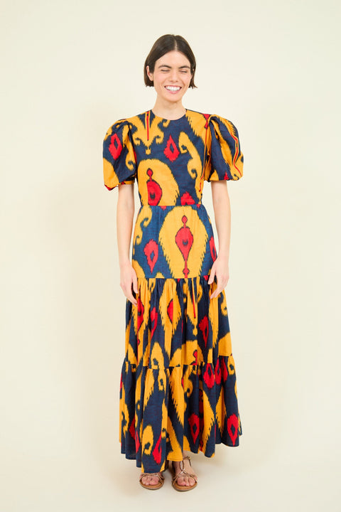 VESTIDO GABRIELLA IKAT NARANJA
