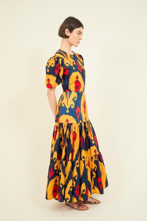 VESTIDO GABRIELLA IKAT NARANJA